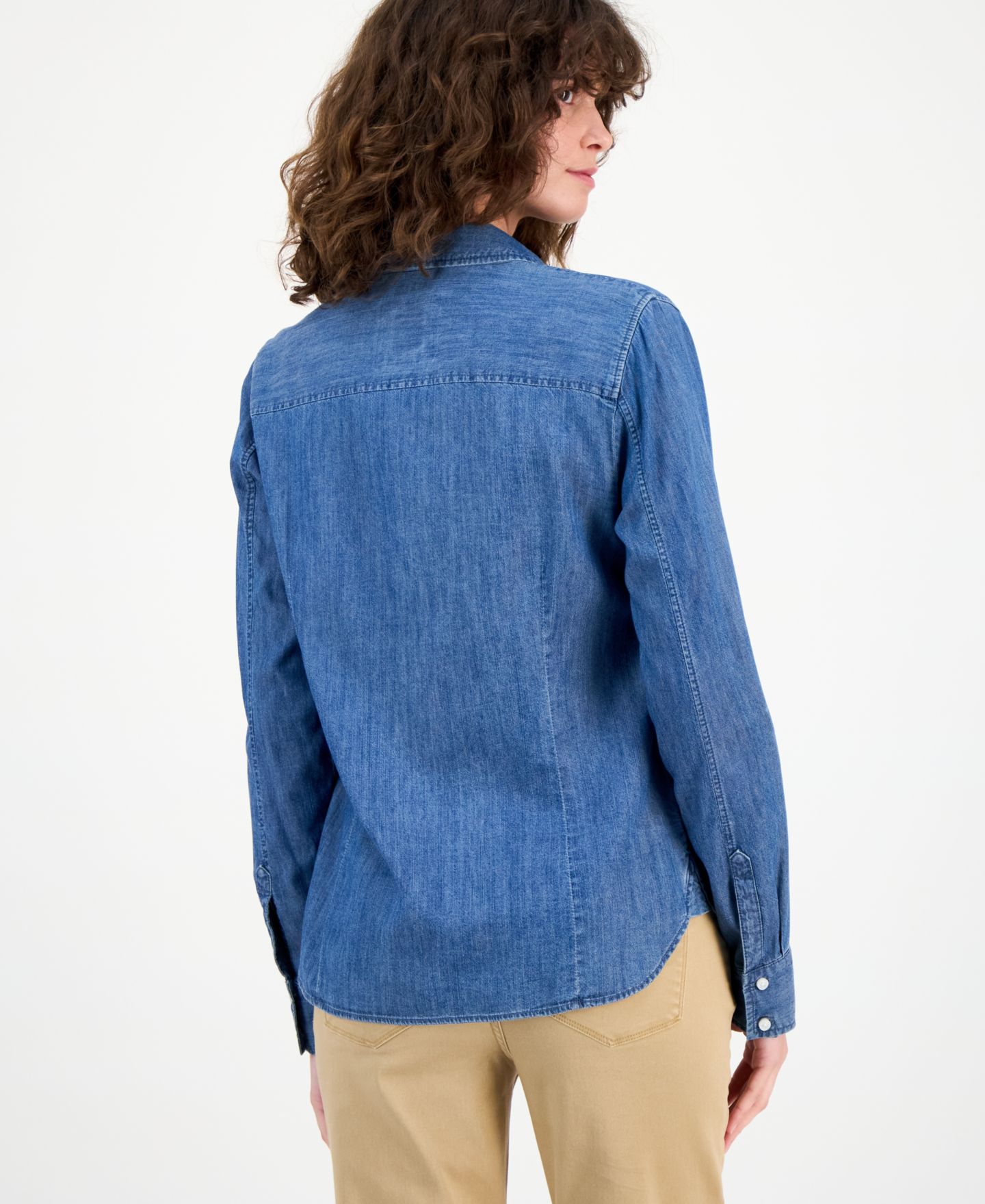 Женская рубашка Nautica Chambray Utility, цвет: Лазурный — фото 4
