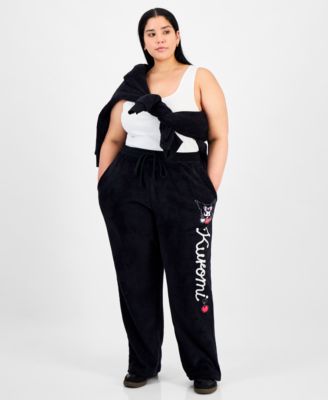 Trendy Plus Size Kuromi Fleece Drawstring Pants