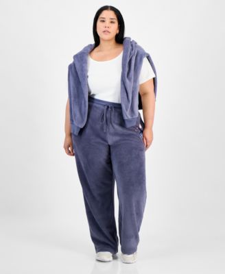 Trendy Plus Size Stitch Fleece Drawstring Pants