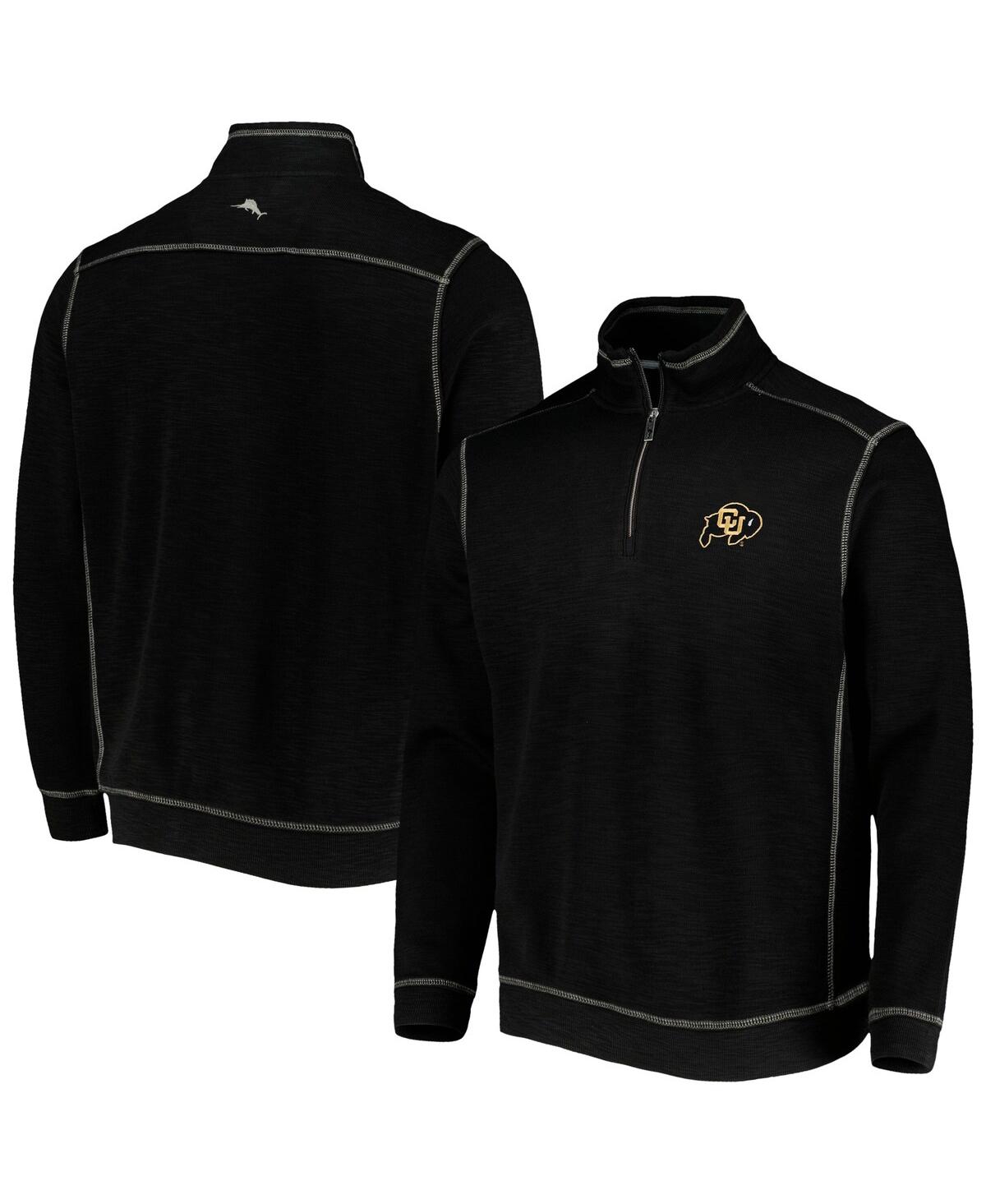 Tommy Bahama Men's Black Colorado Buffaloes Sport Tobago Bay Tri-blend Mock Neck Half-zip Jacket In Black