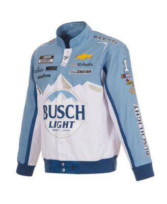 Men's White/Light Blue Ross Chastain Busch Light Full-Snap Twill Uniform Jacket
