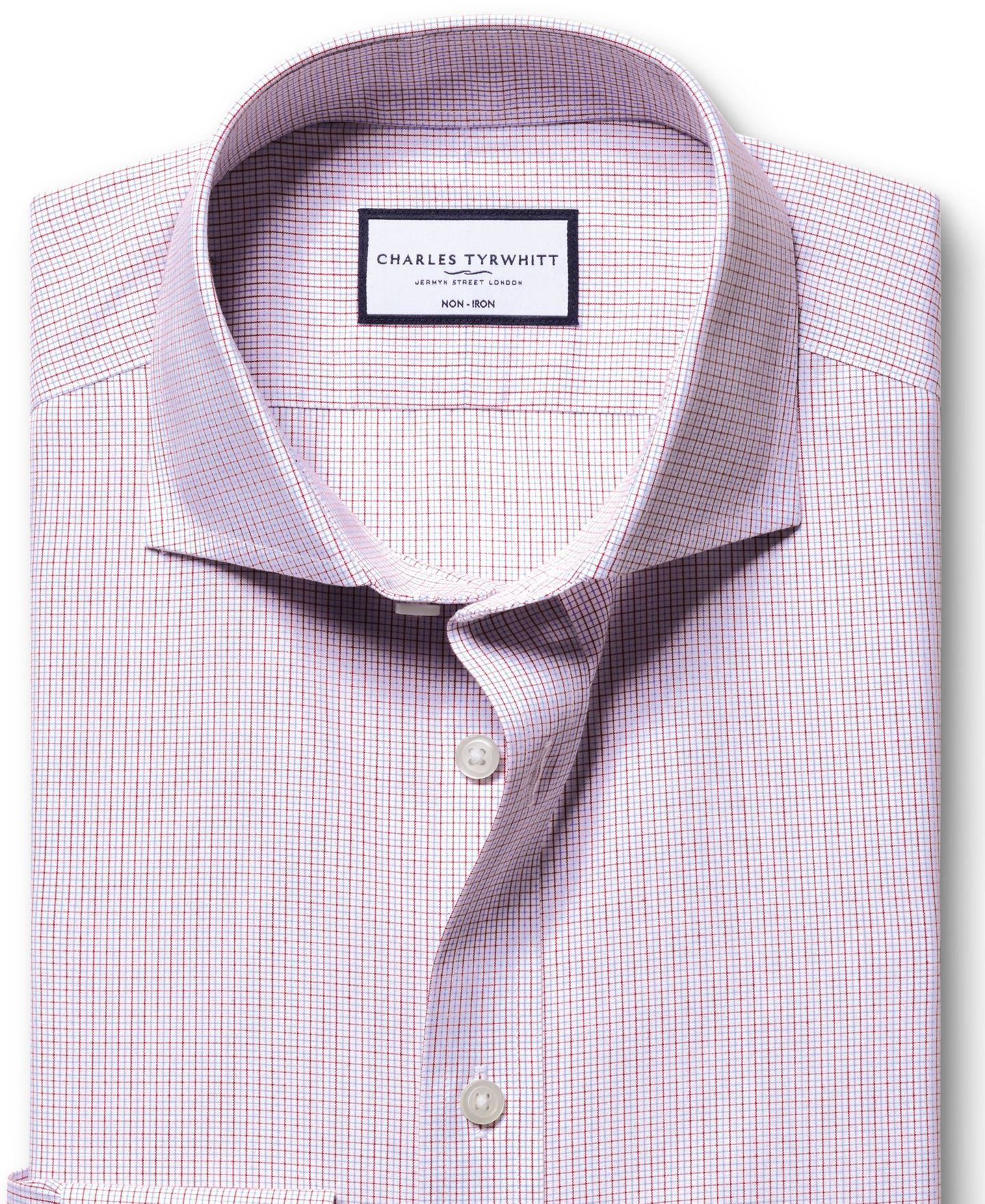 Мужская рубашка Charles Tyrwhitt Non-Iron Check Dress Shirt, цвет: Красный — фото 4