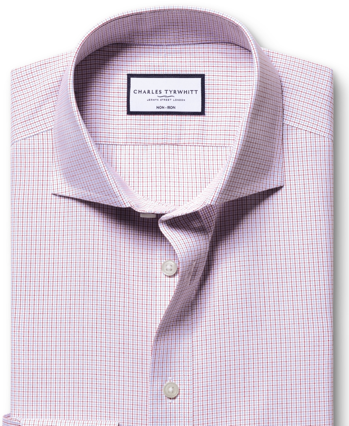 Charles Tyrwhitt Non-iron Poplin Check Shirt In White