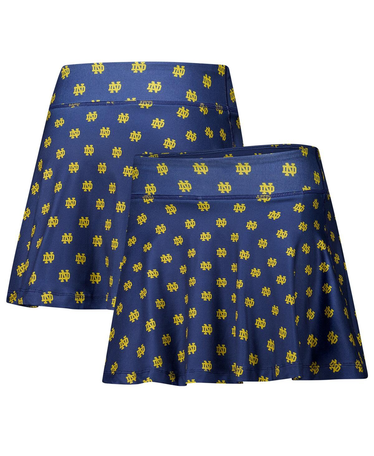 Zoozatz Women's Navy Notre Dame Fighting Irish Allover Print Flowy Skort In Blue