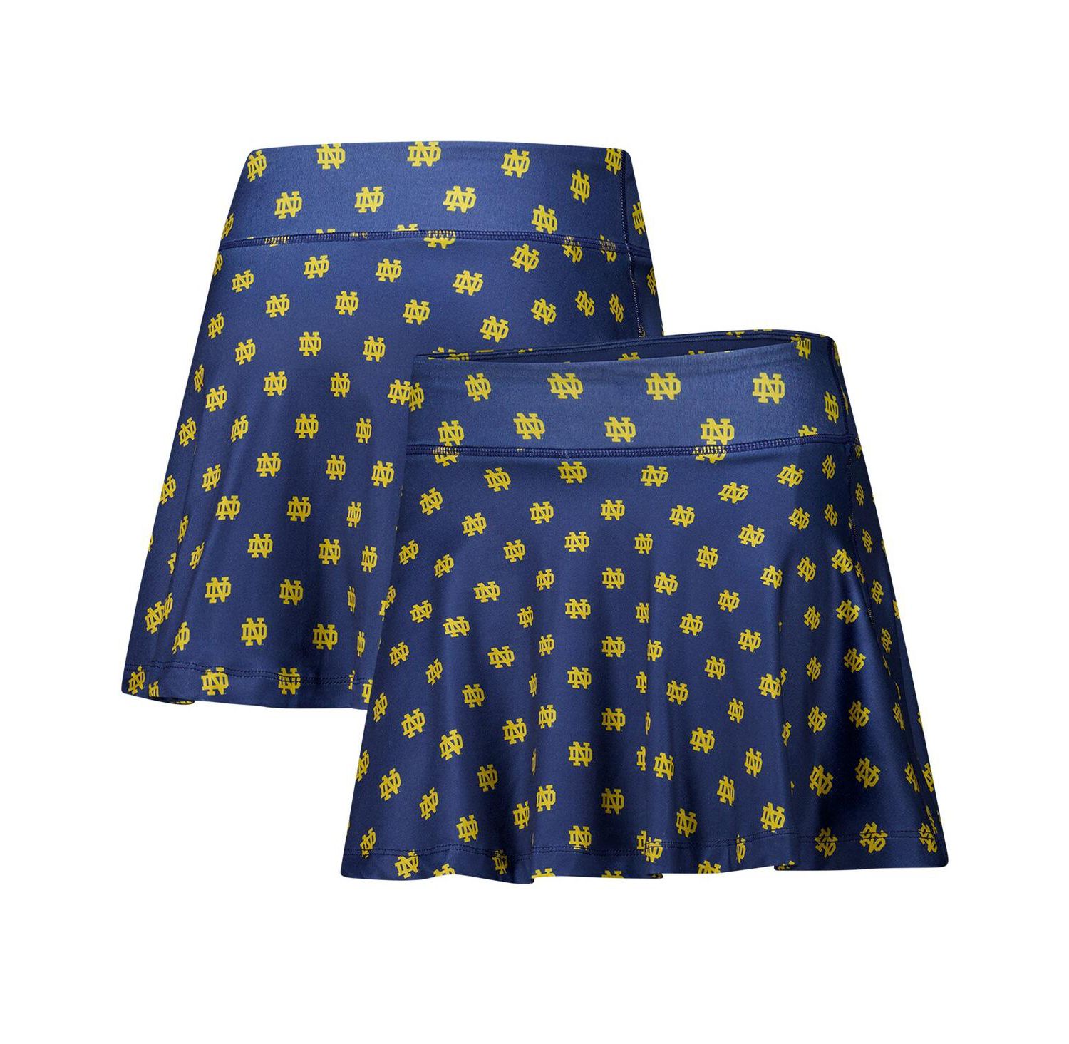 Women's Navy Notre Dame Fighting Irish Allover Print Flowy Skort