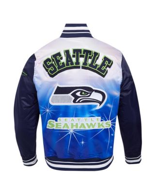 Men's College Navy Seattle Seahawks Sublimated Satin Full-Snap Jacket
