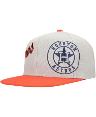 Mitchell & Ness - Men's Gray/Orange Houston Astros Knock Out Panel Snapback Hat