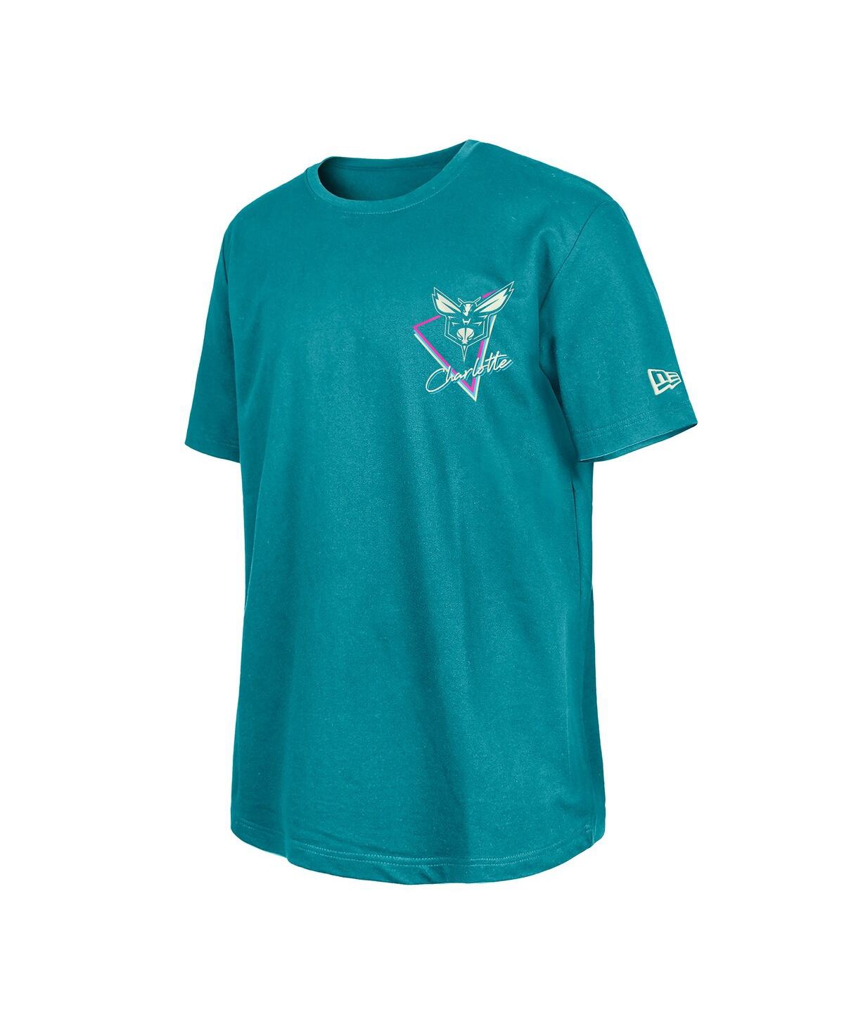 New Era Teal Charlotte Hornets Glow-in-the-dark T-shirt In Blue