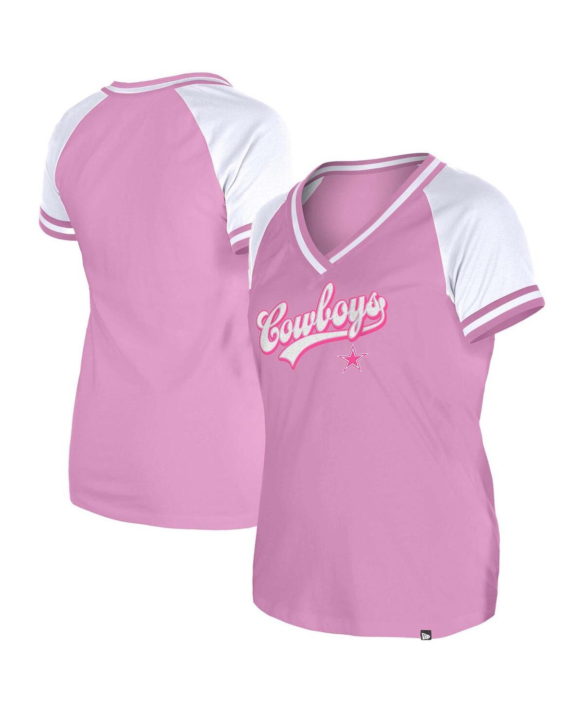 Women's Pink Dallas Cowboys Mommy Me V-Neck T-Shirt - Pink