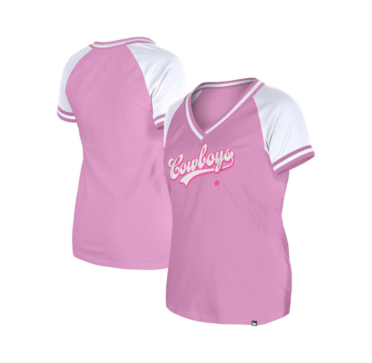 Women's Pink Dallas Cowboys Mommy Me V-Neck T-Shirt