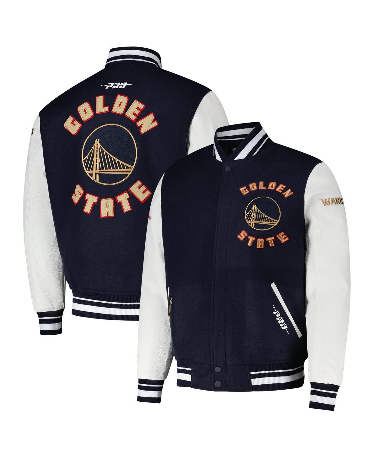 Pro Standard Men'sâ Navy Golden State Warriors 2024/25 City Edition Wool Varsity Full-zip Jacket In Blue