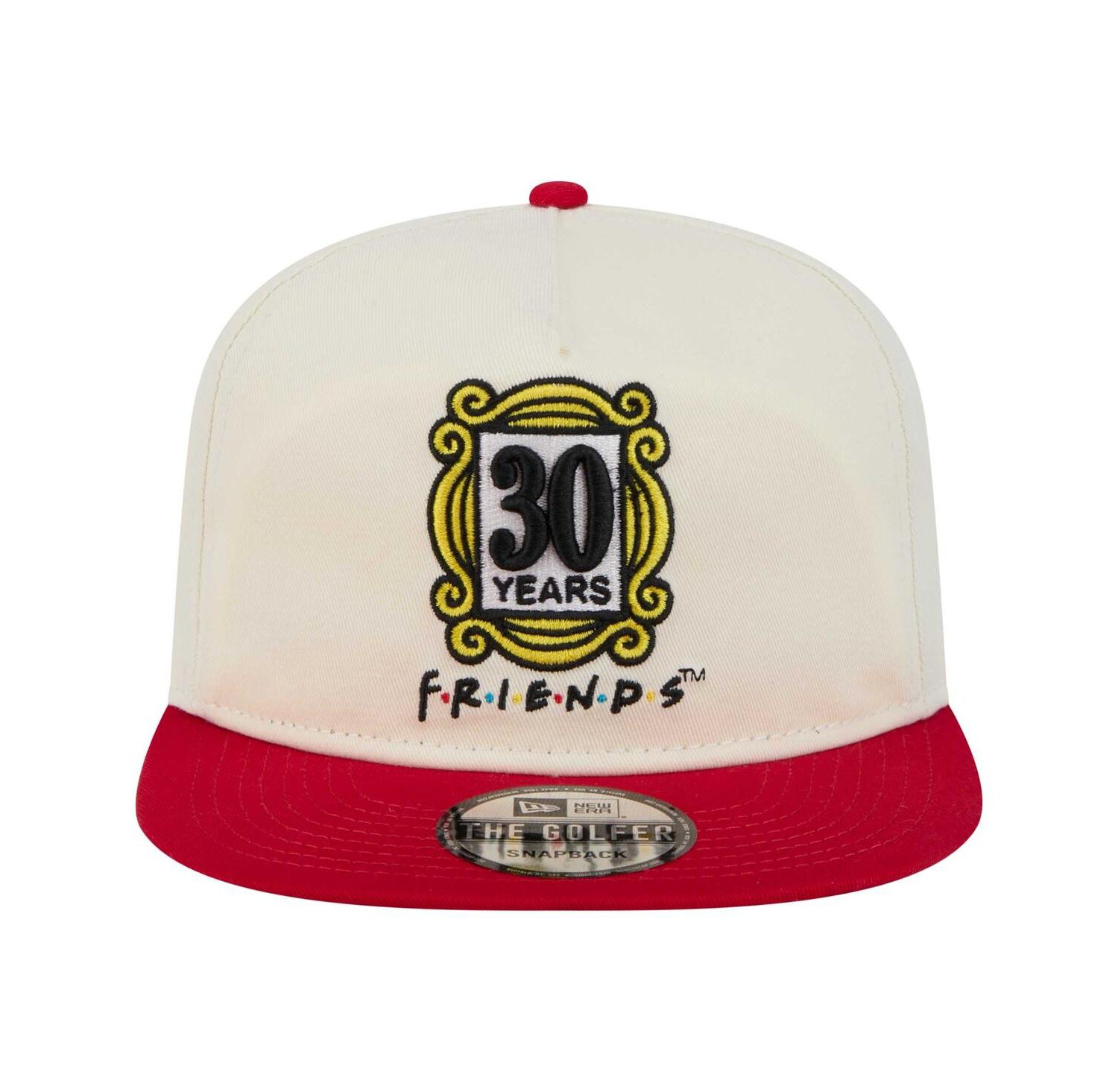 Men's White/Red Friends 30th Anniversary Golfer Snapback Hat