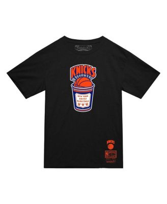 Mitchell & Ness - Men's Black New York Knicks Hardwood Classics Coffee Cup Logo T-Shirt