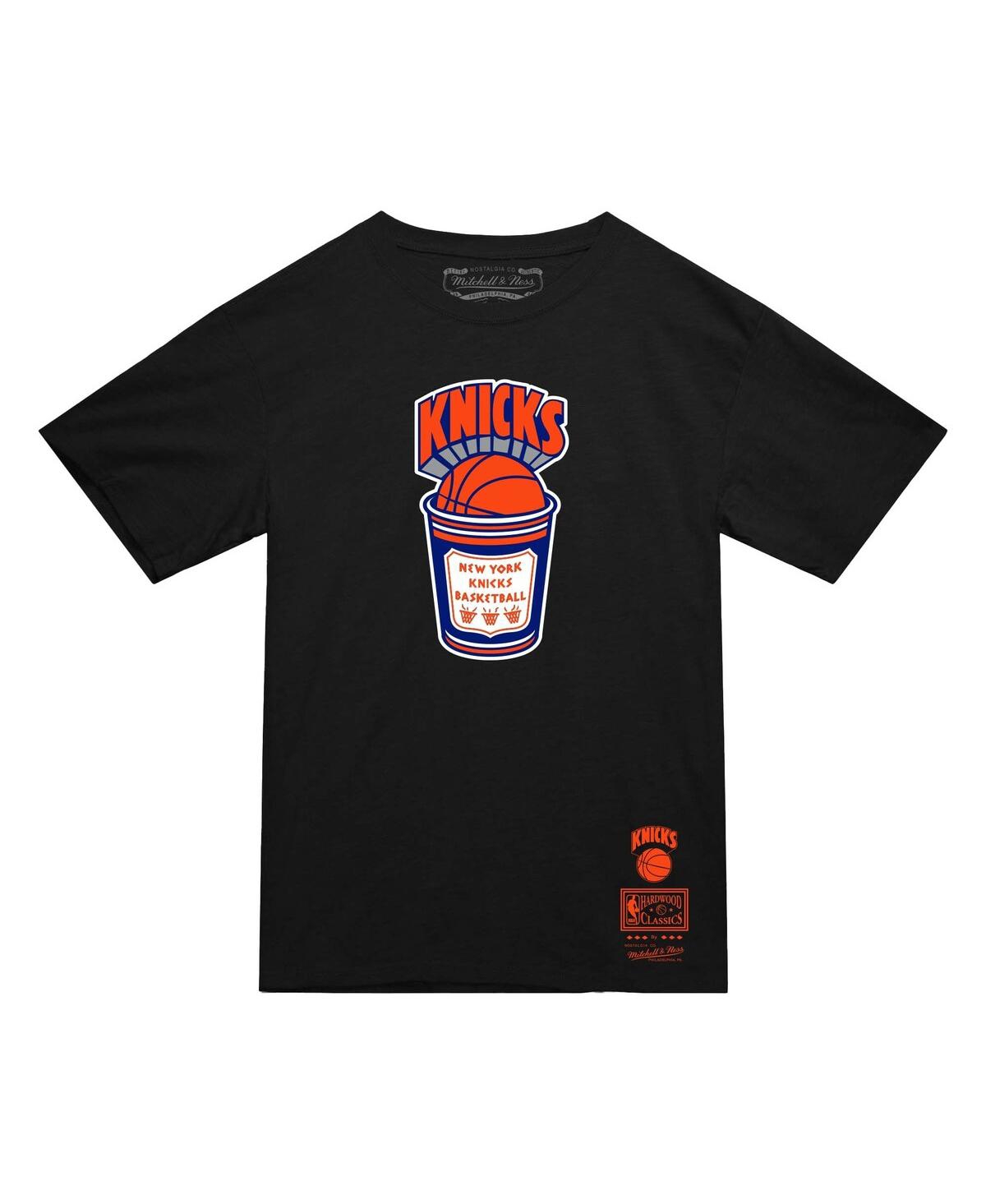 Men's Black New York Knicks Hardwood Classics Coffee Cup Logo T-Shirt - Black