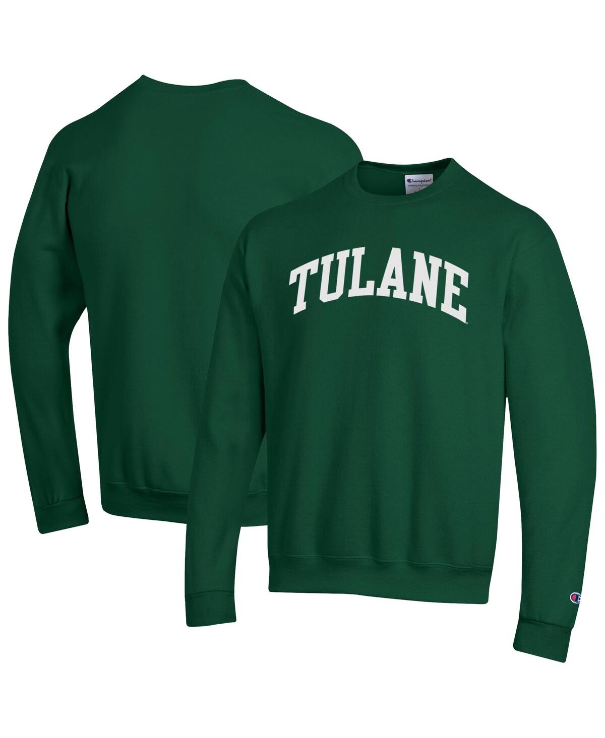 Men's Green Tulane Green Wave Basic Arch Fleece Pullover Sweatshirt - Green
