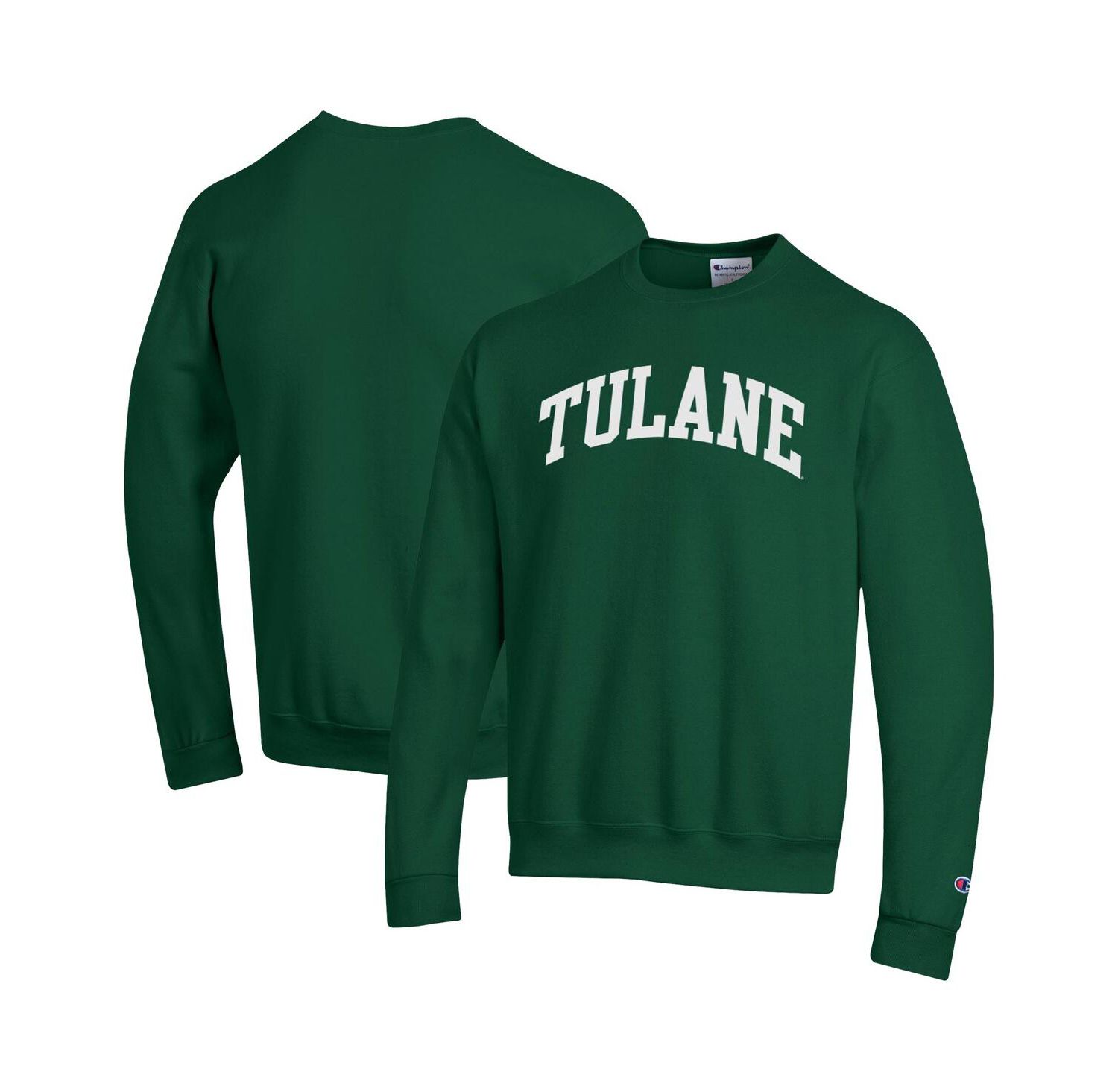 Men's Green Tulane Green Wave Basic Arch Fleece Pullover Sweatshirt