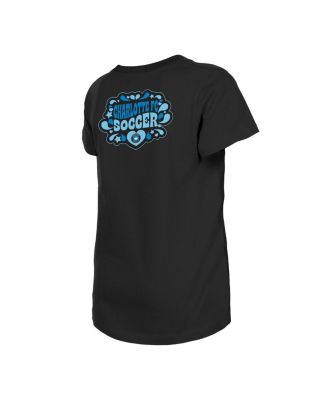Big Girls Black Charlotte FC Bubble Heart T-Shirt