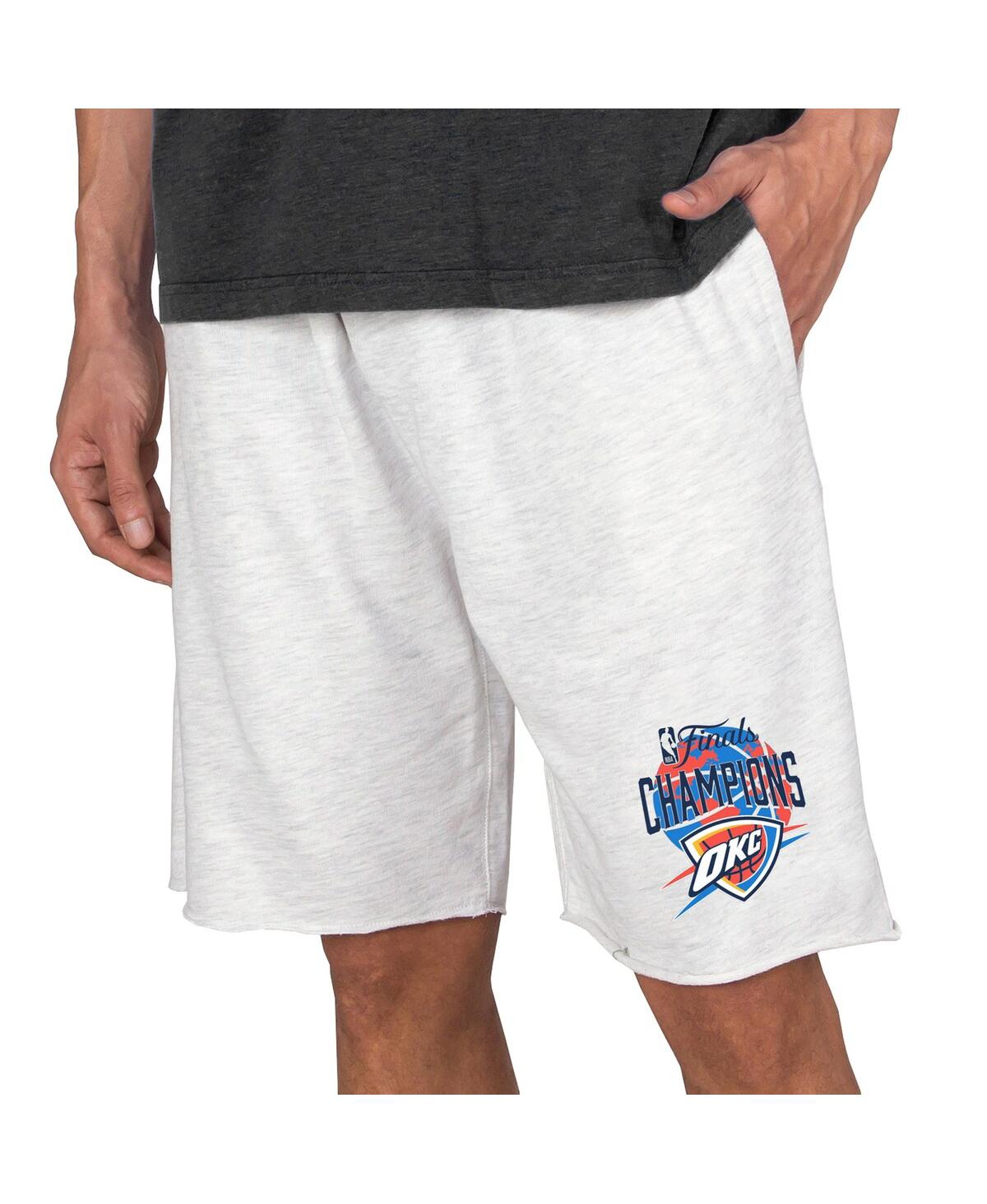 Men's Oatmeal Oklahoma City Thunder 2025 Nba Finals Champions Mainstream Tri-Blend French Terry Lounge Shorts - Oatmeal