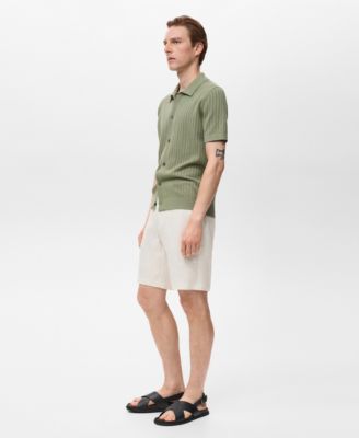 Men's Slim-Fit Linen Bermuda Shorts