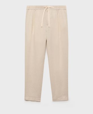 Men's Slim-Fit Drawstring Linen Pants