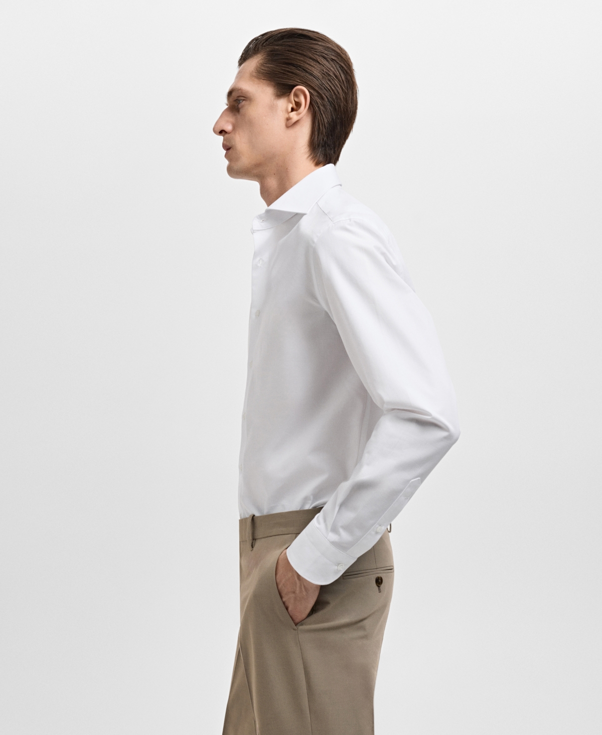 Mango Slim Fit Poplin Button-up Shirt In White