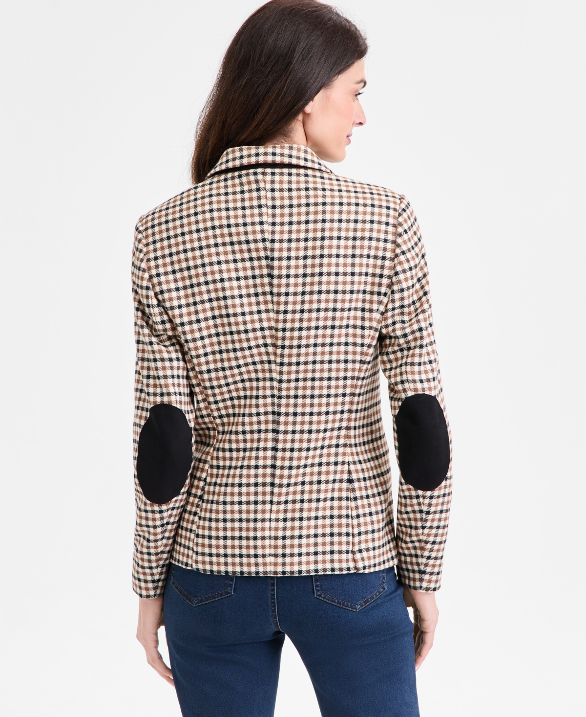 Jones New York Check Faux Double Breasted Blazer In Neutral