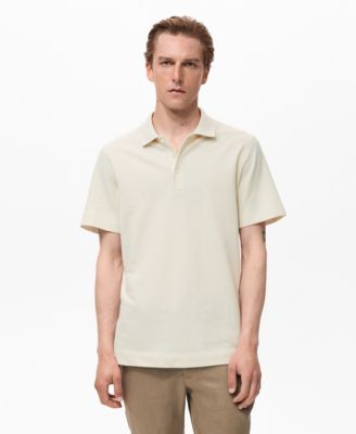 MANGO - Men's Fine Rib-Knit Polo Shirt