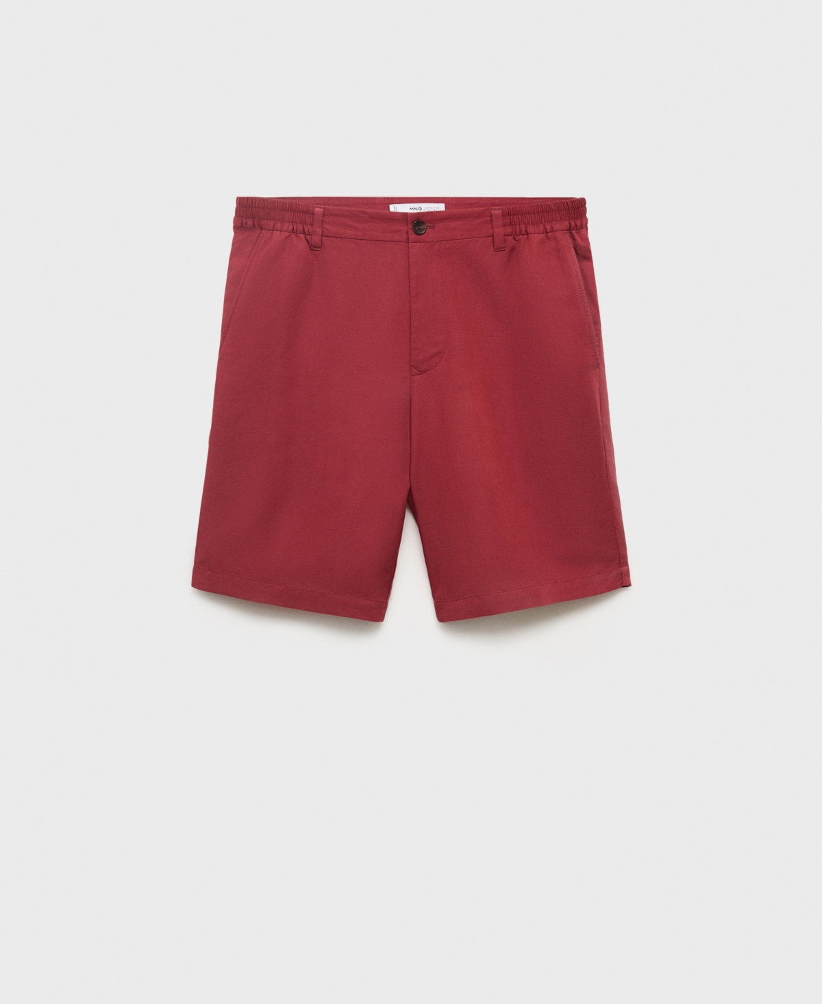 Mango Men's Elastic Waist Linen 9" Bermuda Shorts In Red