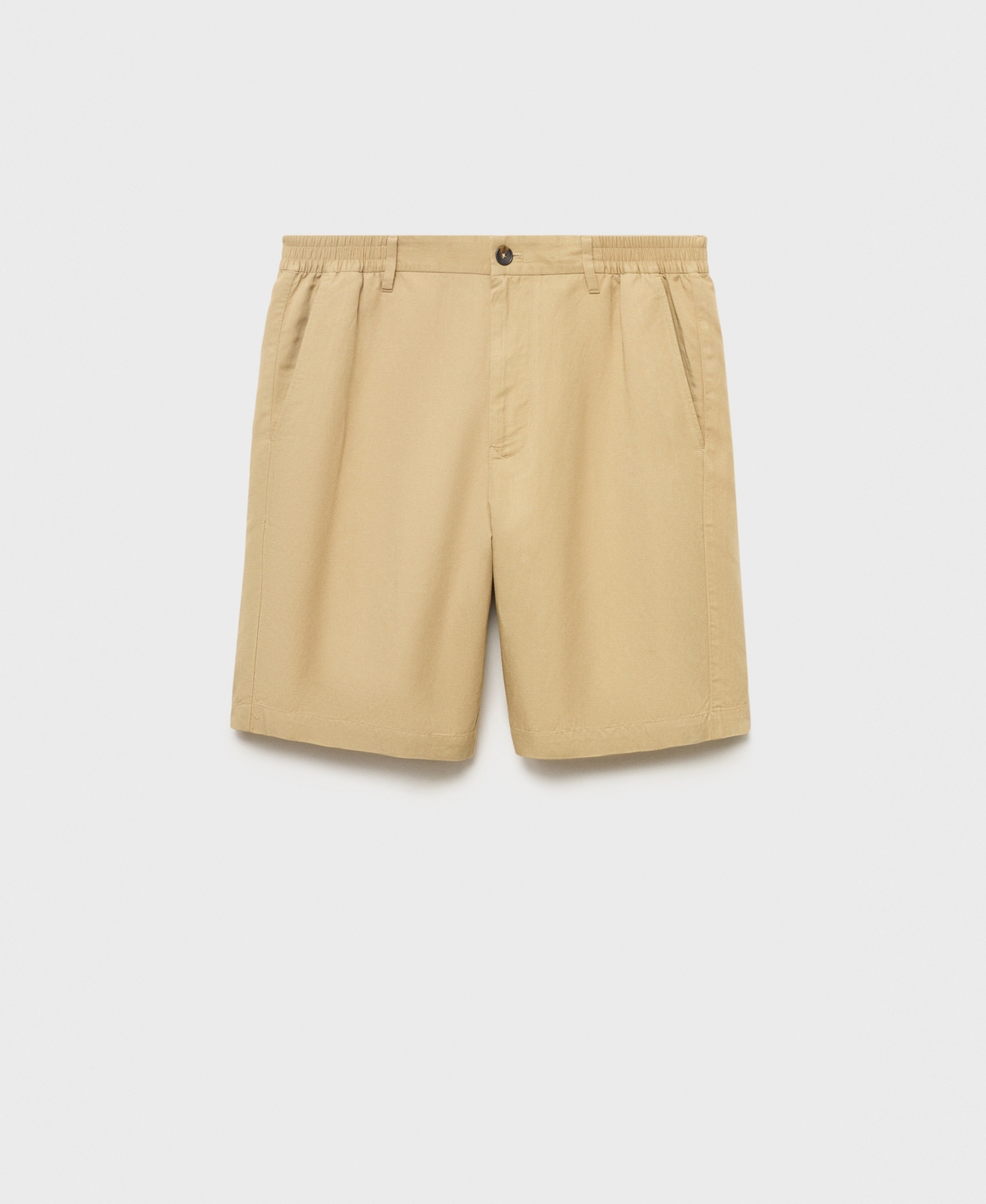 Mango Men's Elastic Waist Linen 9" Bermuda Shorts In Neutral