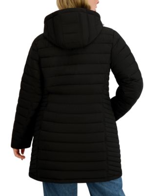 Plus Size Hooded Water-Resistant Puffer Coat