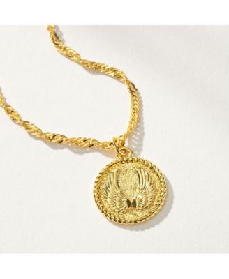 14K Gold-Plated Angel Wings Necklace, 18" + 2" extender