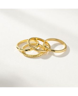 14K Gold-Plated Textured Ring Stack (Set of 4)