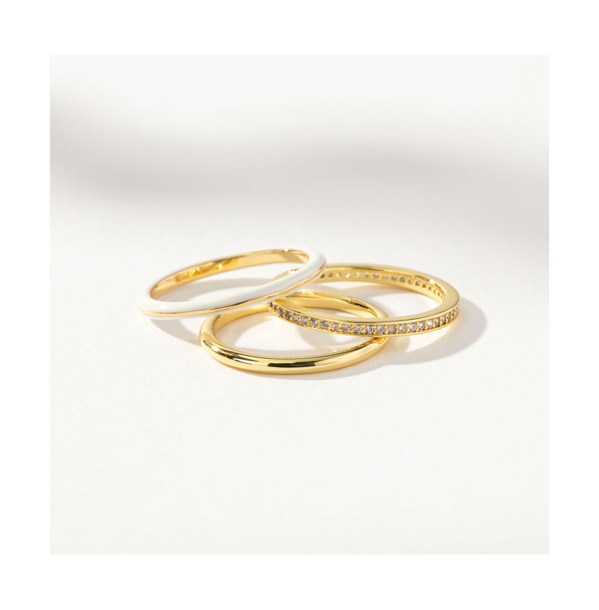 Uncommon James 14k Gold-plated White Hot Forever Ring (set Of 3) In Gold