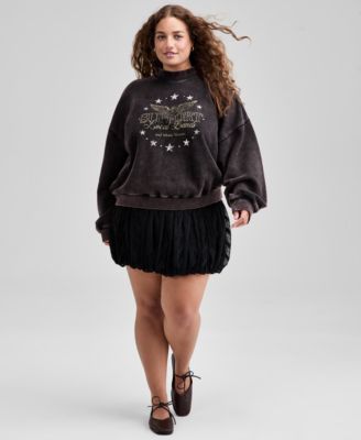 Trendy Plus Size Cotton Stud-Trim Graphic Sweatshirt, Macy's Exclusive 