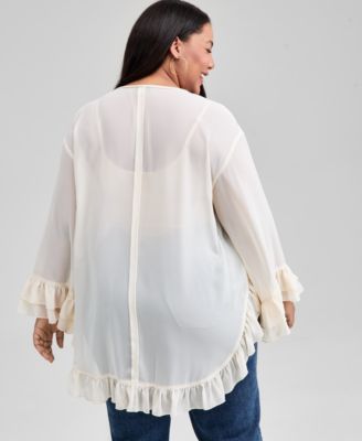 Trendy Plus Size Ruffle-Trim Blouse,  Macy's Exclusive 
