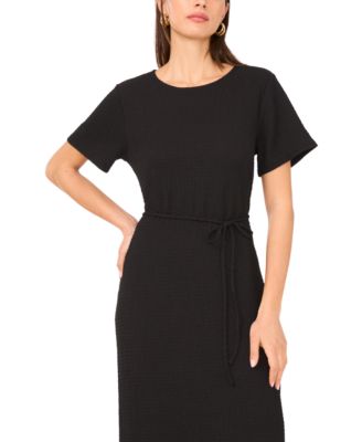 Women's Short-Sleeve Tie-Waist Midi Dress
