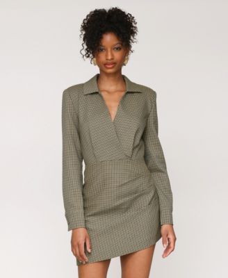 Women's Printed Split-Neck Mini Dress