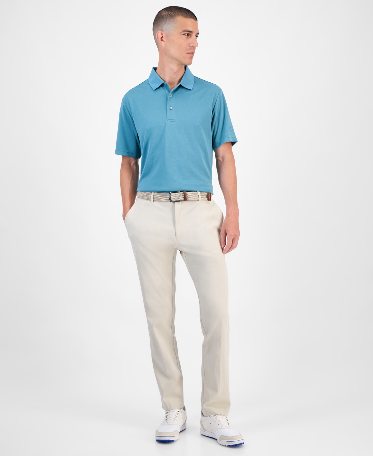 Pga Tour Men's Airflux Regular-fit Mesh Performance Golf Polo Shirt In Blue