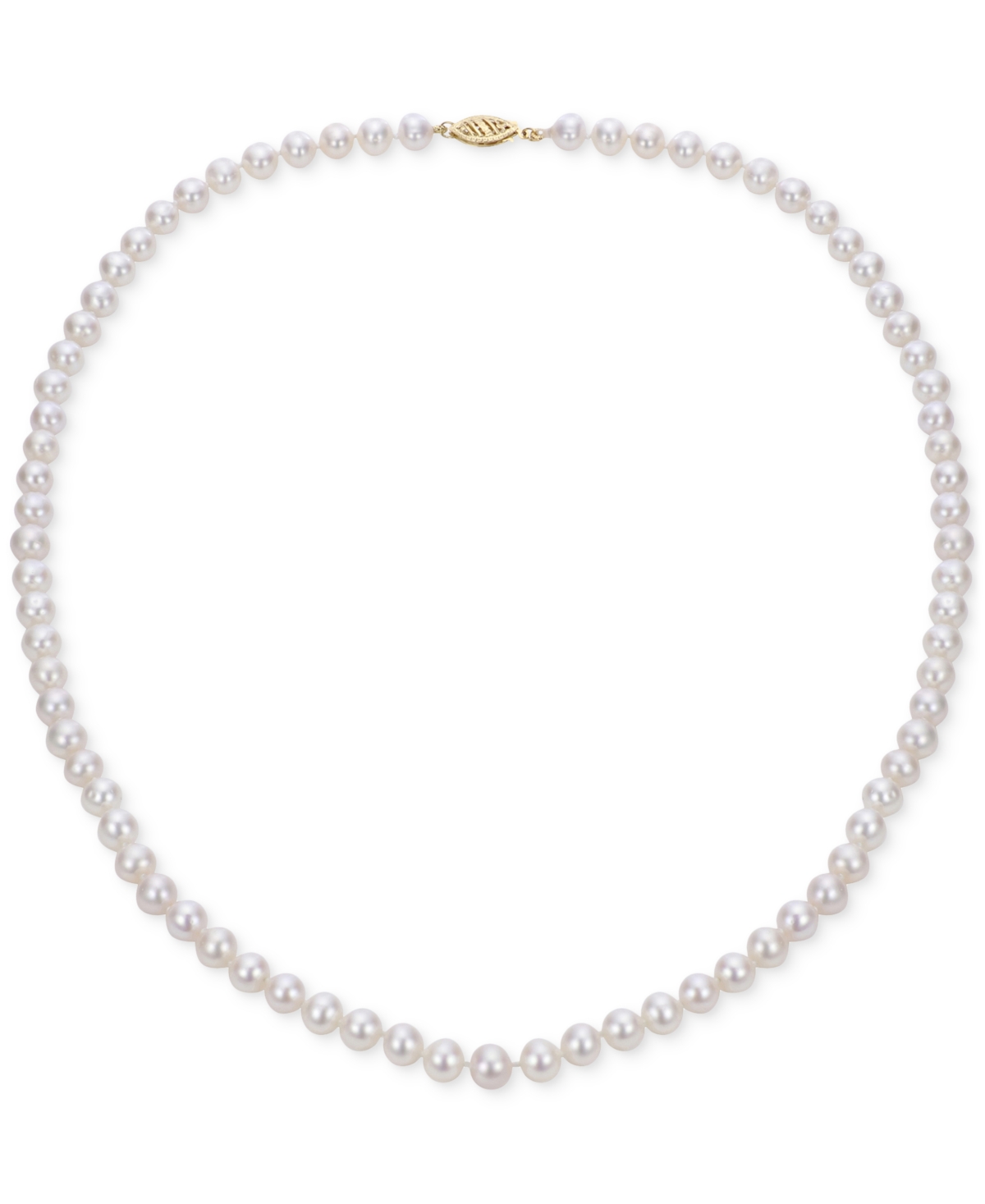 Cultured Freshwater Pearl (6 - 6-1/2mm) Pearl Strand 18" Collar Necklace - Yellow Gol