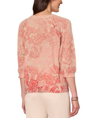 Petite Printed Dolman-Sleeve Sweater