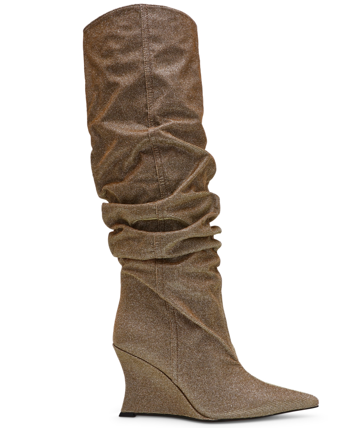 Steve Madden Women's Distortion Knee-high Wide-calf Slouch Wedge Boots In Gold