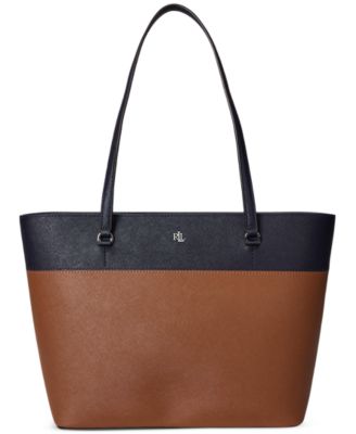 Lauren Ralph Lauren - Striped Leather Medium Karly Tote Bag