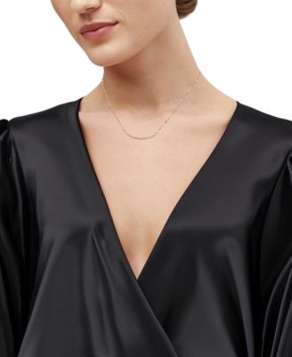 Polished Curved Tube Bar 18" Pendant Necklace in 10k Gold