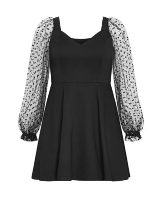 Plus Size Asher Spot Sleeve Skater Dress