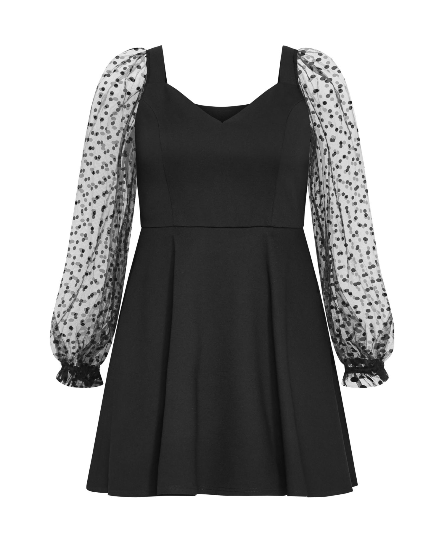 Plus Size Asher Spot Sleeve Skater Dress