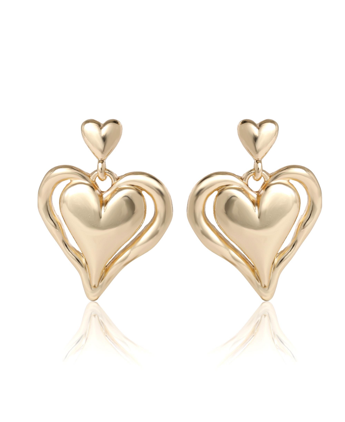 Bcbg Generation Double Heart Drop Earrings - Gold
