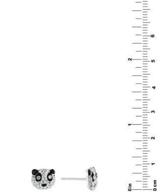 Crystal Pav&eacute; Panda Head Stud Earrings in Sterling Silver, Exclusively at Macy's