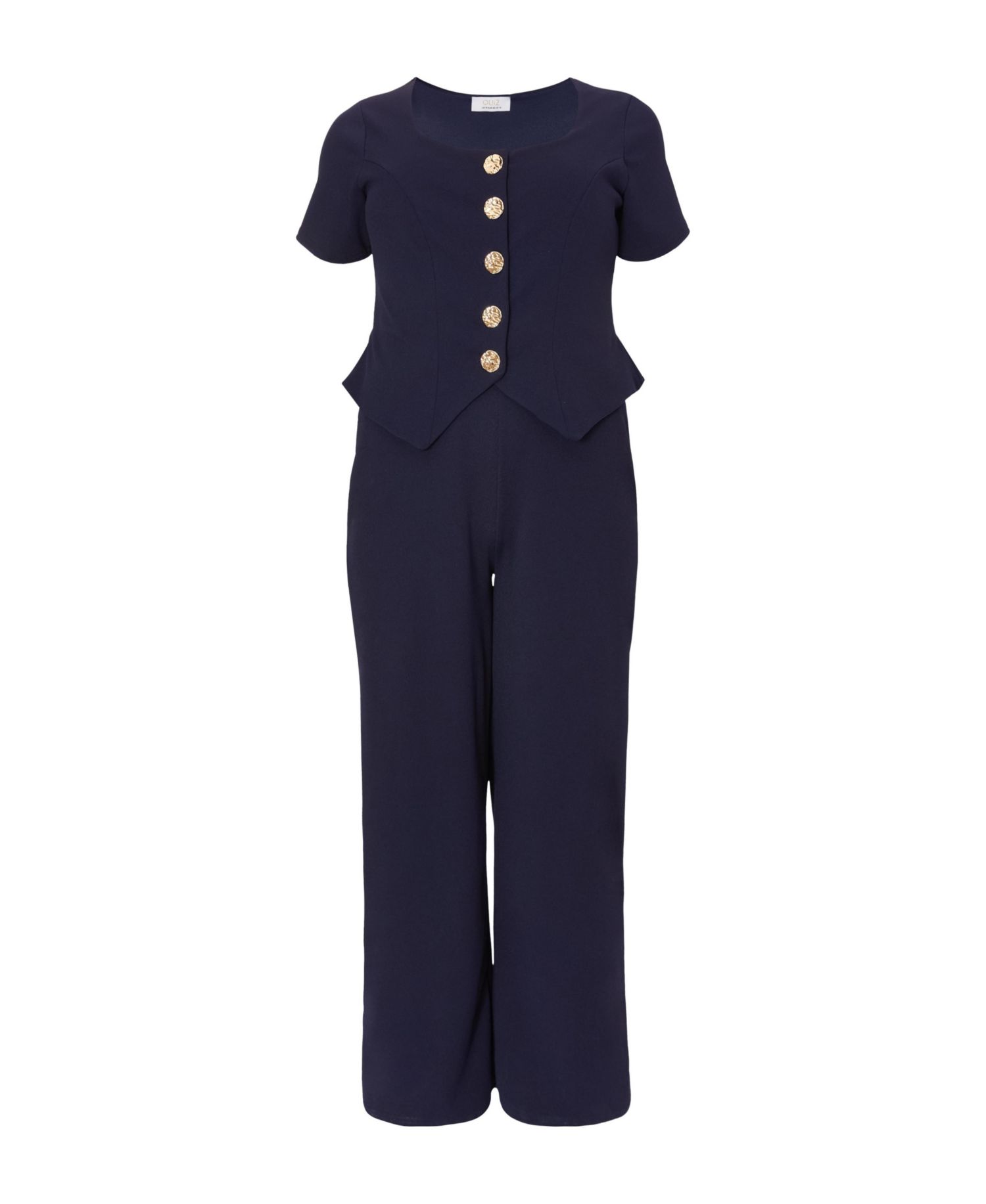 Women's Plus Size Palazzo Button Front Jumpsuit