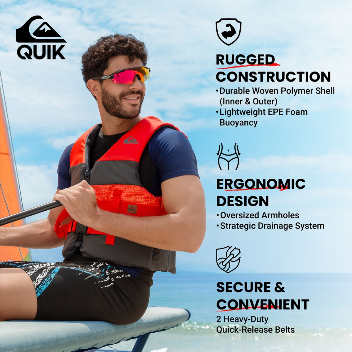 Quiksilver Uscg Approved Adult Life Vest