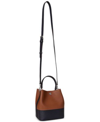 Two-Tone Leather Small Reese Bucket Bag
